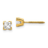 Image of 3.5mm 14K Yellow Gold VS Quality Complete Princess-cut Diamond Earrings XAP4VS