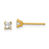 Image of 3mm 14K Yellow Gold AAA Quality Complete Princess-cut Diamond Earrings XAP2AAA