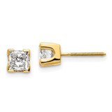 Image of 4.5mm 14K Yellow Gold AAA Quality Complete Princess-cut Diamond Earrings XAP7AAA
