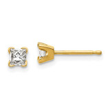 Image of 3.25mm 14K Yellow Gold AA Quality Complete Princess-cut Diamond Stud Earrings XAP3AA
