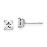 Image of 4mm 14k White Gold 4mm Square CZ Post Earrings