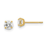 Image of 4mm 14K Yellow Gold 4mm Round CZ Post Earrings