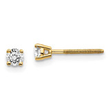 Image of 3.2mm 14k Yellow Gold .25ct. SI3 G-I Diamond Stud Thread on/off Post Earrings