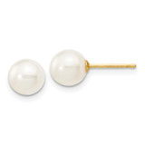 Image of 6-7mm 14K Yellow Gold 6-7mm White Round Freshwater Cultured Pearl Stud Post Earrings