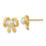 Image of 8.68mm 14K Yellow Gold 3-4mm White Button Freshwater Cultured Pearl Post Earrings XF604E