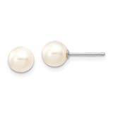 Image of 6-7mm 14K White Gold 6-7mm Round White Saltwater Akoya Earrings