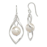 Image of 42mm Sterling Silver Polished Simulated Pearl Twisted Dangle Earrings