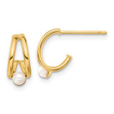 Image of 11.3mm 14K Yellow Gold Polished Freshwater Cultured Pearl J-Hoop Earrings