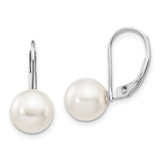 Image of 8-9mm 14K White Gold 8-9mm Round White Saltwater Akoya Leverback Earrings