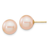 Image of 10-11mm 14K Yellow Gold 10-11mm Round Pink Freshwater Cultured Pearl Earrings