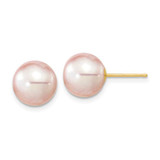 Image of 9-10mm 14K Yellow Gold 9-10mm Round Purple Freshwater Cultured Pearl Earrings