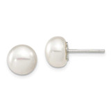 Image of 9-10mm Sterling Silver White Freshwater Cultured Pearl 9-10mm Button Earrings
