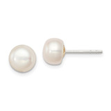 Image of 7-7.5mm Sterling Silver White Freshwater Cultured Pearl 7-7.5mm Button Earrings