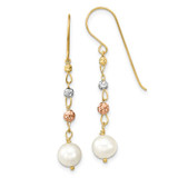 Image of 40.6mm 14K Two-tone Gold Diamond-cut Freshwater Cultured Pearls Dangle Earrings