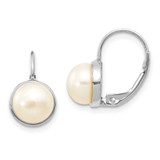 Image of 17mm 14K White Gold 6-7mm Button Freshwater Cultured Pearl Leverback Earrings