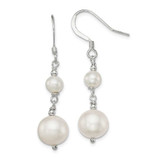 Image of 38mm Sterling Silver Polished 6-10mm Freshwater Cultured Pearl Dangle Earrings