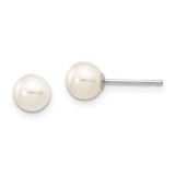 Image of 5-6mm 14k White Gold 5-6mm White Round Freshwater Cultured Pearl Stud Post Earrings