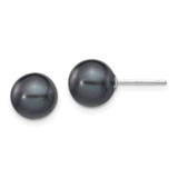 Image of 8-9mm 14k White Gold 8-9mm Black Round Freshwater Cultured Pearl Stud Post Earrings