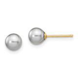 Image of 5-6mm 14K Yellow Gold 5-6mm Grey Round Freshwater Cultured Pearl Stud Post Earrings