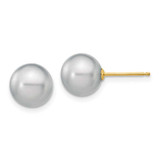 Image of 8-9mm 14K Yellow Gold 8-9mm Grey Round Freshwater Cultured Pearl Stud Post Earrings