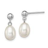Image of 17mm Sterling Silver Rhodium-plated 7-8mm White Freshwater Cultured Pearl Earrings