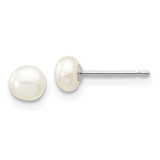 Image of 10k White Gold 4-5mm White Button Freshwater Cultured Pearl Stud Post Earrings