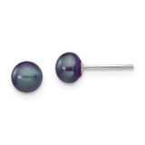 Image of 5-6mm 14k White Gold 5-6mm Black Button Freshwater Cultured Pearl Stud Post Earrings