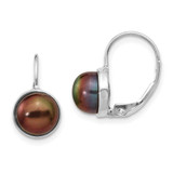 Image of 16mm 14K White Gold 6-7mm Black Button Freshwater Cultured Pearl Leverback Earrings