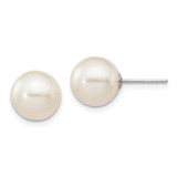 Image of 9-10mm 14k White Gold 9-10mm White Round Freshwater Cultured Pearl Stud Post Earrings