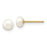 Image of 4-5mm 14K Yellow Gold 4-5mm White Button Freshwater Cultured Pearl Stud Post Earrings