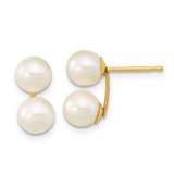 Image of 10k Yellow Gold 6-7mm White Round Freshwater Cultured Double Pearl Post Earrings