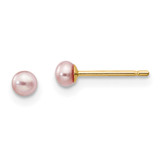 Image of 3-4mm 14K Yellow Gold 3-4mm Purple Button Freshwater Cultured Pearl Stud Post Earrings