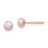 Image of 4-5mm 14K Yellow Gold 4-5mm Purple Freshwater Cultured Button Pearl Stud Post Earrings