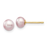 Image of 5-6mm 14K Yellow Gold 5-6mm Purple Button Freshwater Cultured Pearl Stud Post Earrings