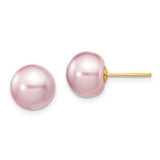 Image of 9-10mm 14K Yellow Gold 9-10mm Purple Button Freshwater Cultured Pearl Stud Post Earrings