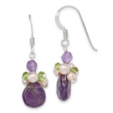 Image of 37mm Sterling Silver Amethyst, Peridot & Peach Freshwater Cultured Pearl Dangle Earrings