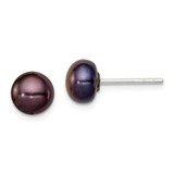 Image of 5-6mm Sterling Silver Polished 5-6mm Black Freshwater Cultured Pearl Button Post Earrings