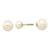 Image of 6-10mm 14K Yellow Gold 6-7mm & 9-10mm Round Freshwater Cultured Pearl Screw On Post Earrings