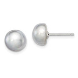 Image of 8-9mm Sterling Silver Rhodium-plated 8-9mm Grey Freshwater Cultured Button Pearl Stud Earrings