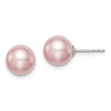Image of 8-9mm Sterling Silver Rhodium-plated 8-9mm Purple Round Freshwater Cultured Pearl Post Stud Earrings