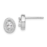 Image of 9mm Sterling Silver Rhodium-plated w/ CZ Oval Stud Earrings