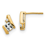 Image of 10k Yellow Gold Cushion White Topaz and Diamond Earrings