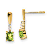 Image of 14mm 14K Yellow Gold Oval Peridot and Diamond Dangle Earrings