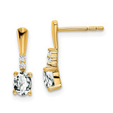 Image of 14mm 14K Yellow Gold Oval White Topaz and Diamond Dangle Earrings