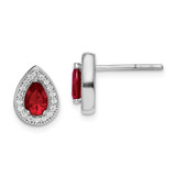 Image of 10.25mm Sterling Silver Rhodium Plated Red and Clear CZ Post Earrings