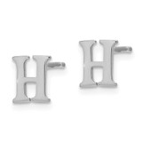 Image of Sterling Silver Rhodium-plated Letter H Initial Post Earrings