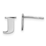Image of Sterling Silver Rhodium-plated Letter J Initial Post Earrings