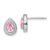 Image of 10.25mm Sterling Silver Rhodium-plated Pink and Clear CZ Post Earrings