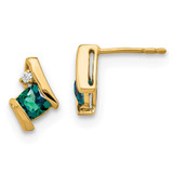 Image of 10k Yellow Gold Cushion Created Alexandrite and Diamond Earrings
