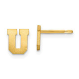 Image of Sterling Silver Gold-plated Brushed Letter U Initial Post Earrings